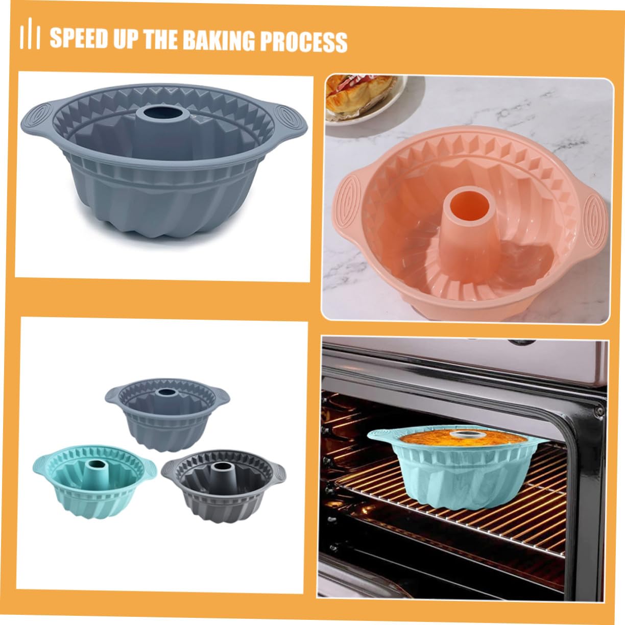 BESTYASH Set 3 Stampi in Silicone per Torta Mousse Design Scanellato e Rotondo, Superficie Liscia, Grande capacità per Dolci Fatti in Casa e Riutilizzabili