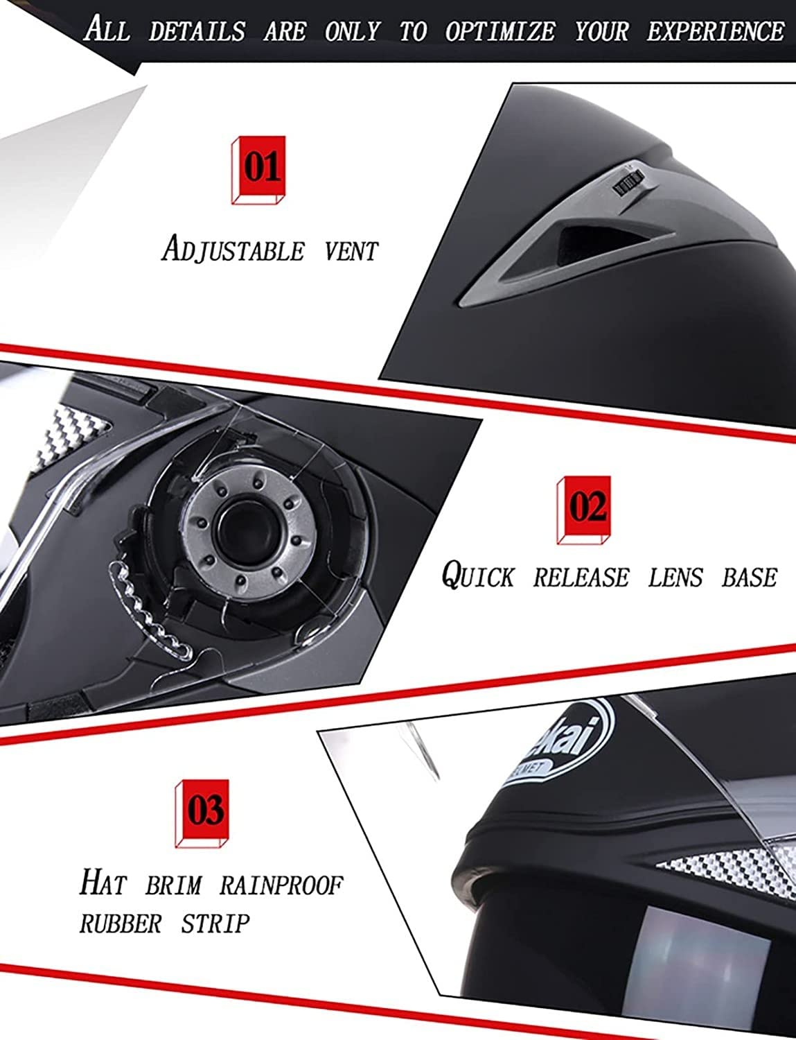 kask motocyklowy, Zatwierdzony przez DOT/ECE modułowy kask motocyklowy z pełną twarzą, zintegrowany podwójnym wizjerem, rozmiar B, XL