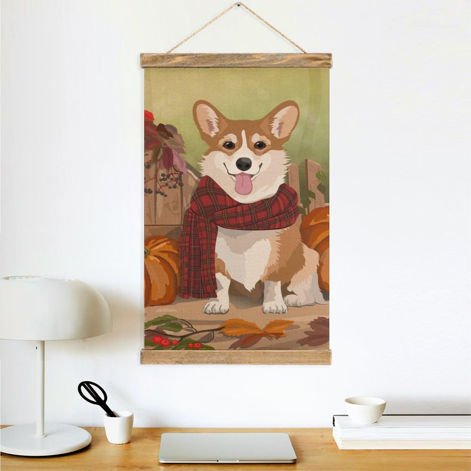 木彫りの日本画風コーギーの壁掛け 木彫りの日本画風コーギーの壁掛け 木彫りの日本画風コーギーの壁掛け