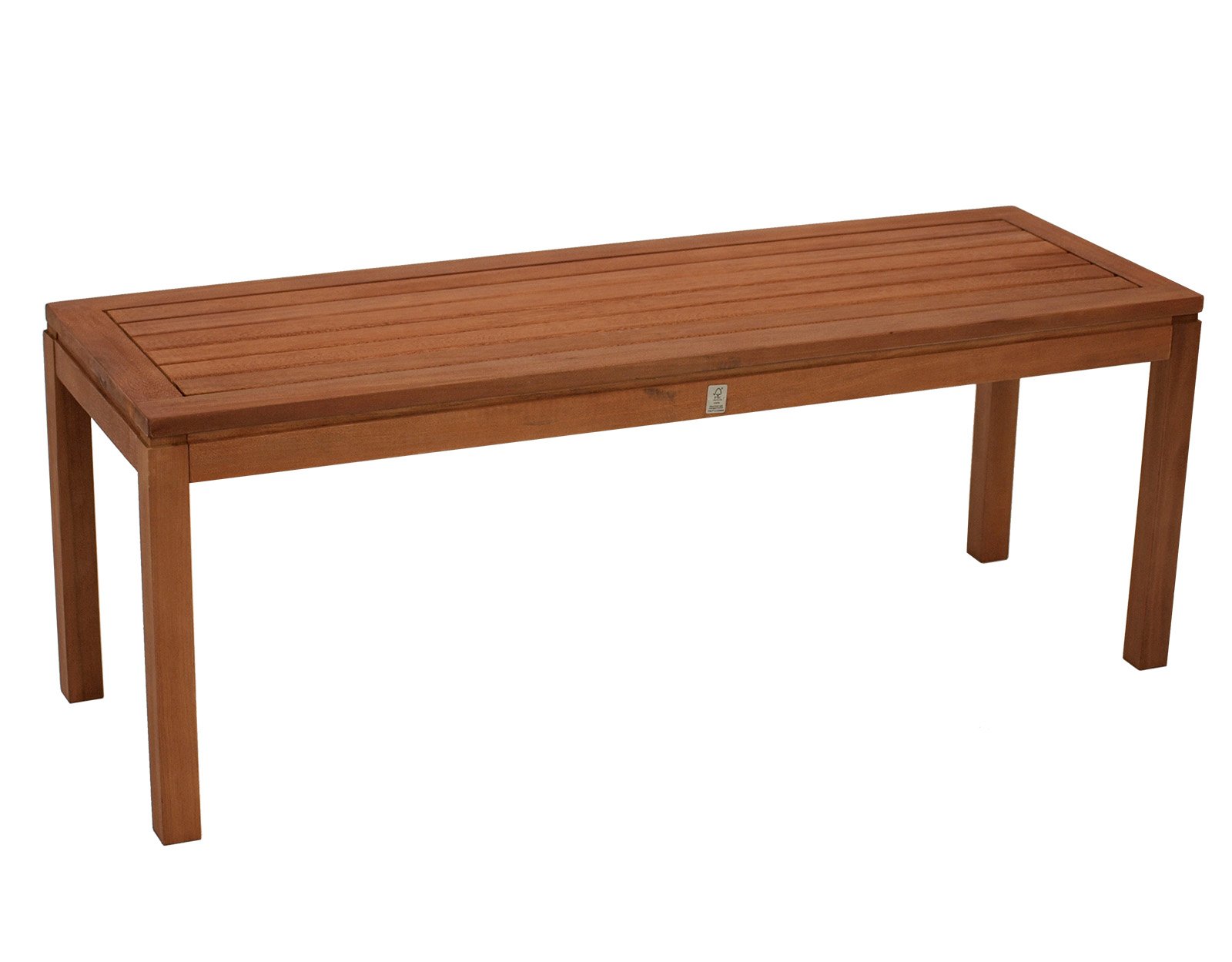 DEGAMO Hockerbank Gartenbank Solo 2-sitzer aus Massivholz, Breite 120cm, geöltes Eukalyptusholz, FSC®-Zertifiziert