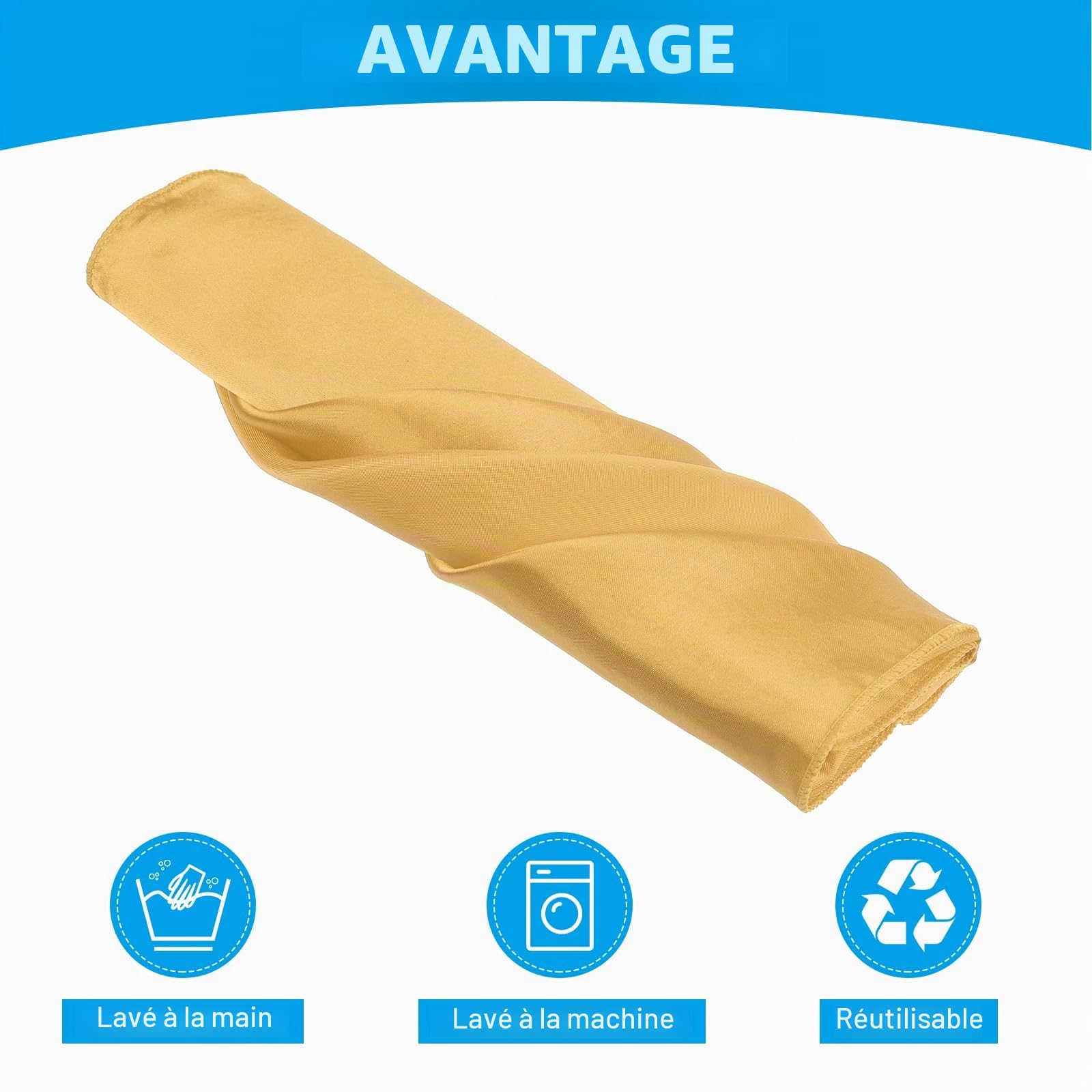 QUARKZMAN 50Pcs Serviettes de Table en Satin Doré en Polyester Carré Lumineux Serviette de Table en Tissu pour Événement Mariage Fête Décoration de Table, 17×17 Pouces