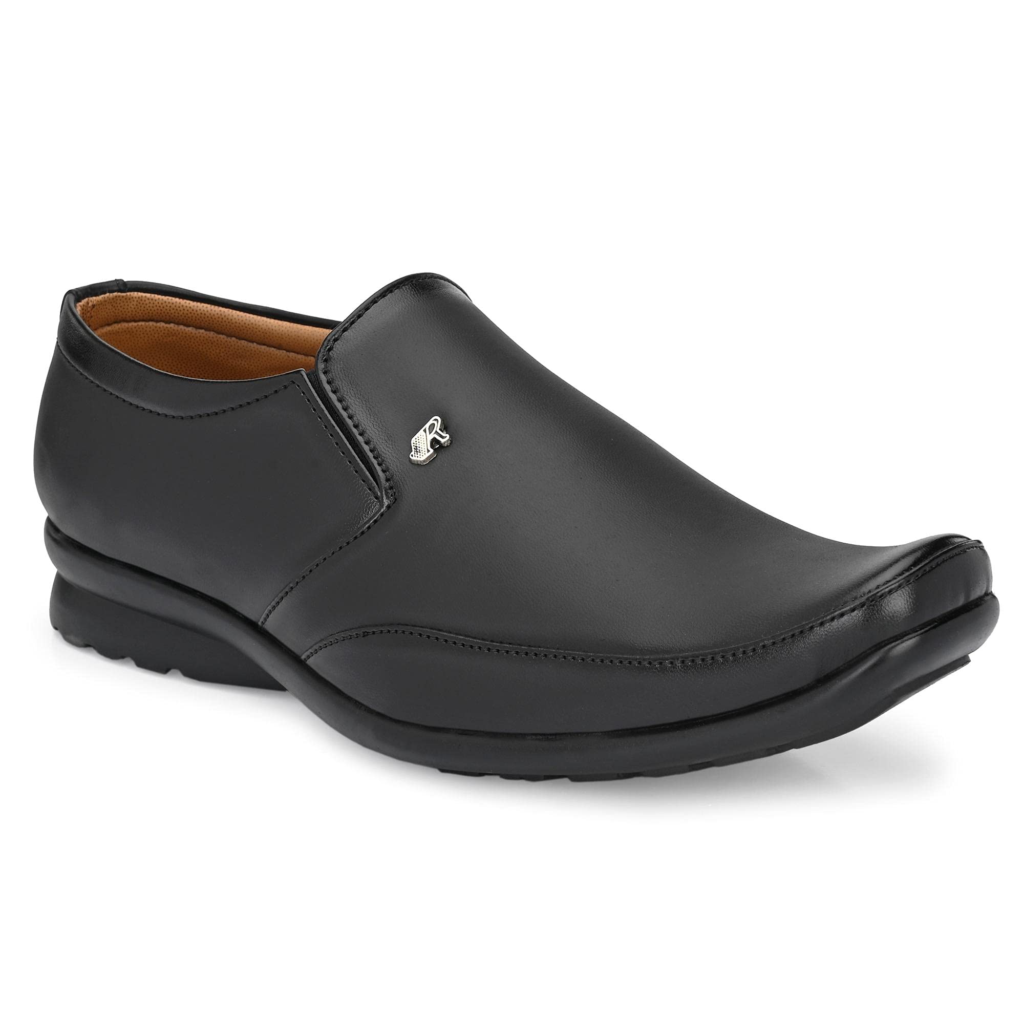DEEKADA Men's Black Slip-on Synthetic Leather Formal Shoes