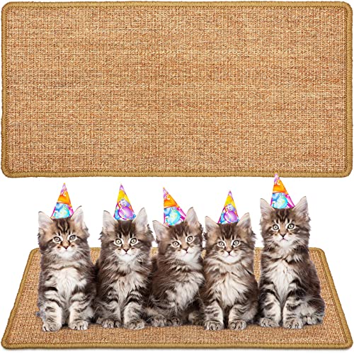 Riakrum 2 Pack 32 x 16 Inches Sisal Cat Pad Rectangular Sisal Scratch Mat Natural Fabric Horizontal Cat Pad Scratching Scratch Mat Protector for Furniture Sofa and Wall(Brown)