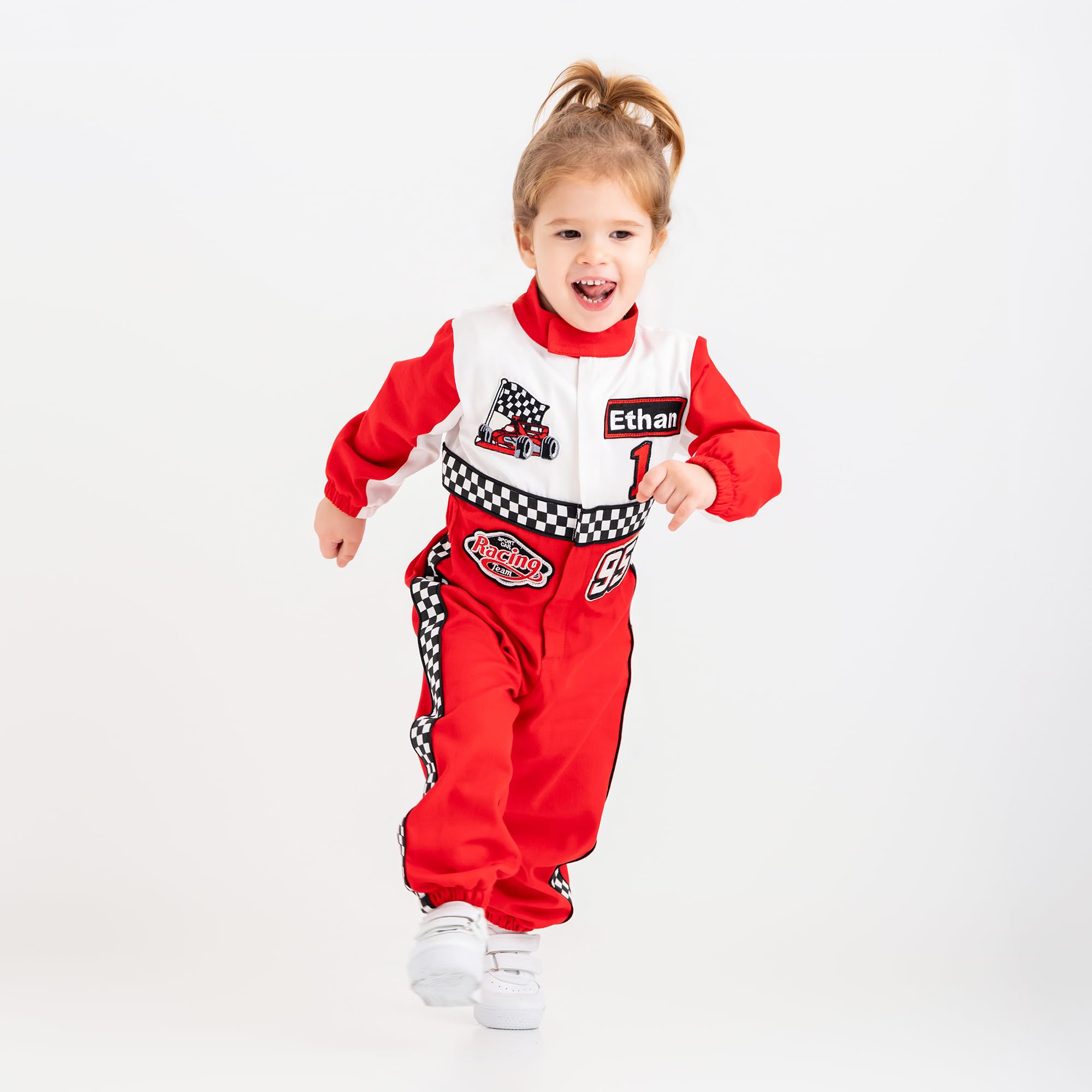 Costumes Club Personalized Handmade Race Car Driver Costume for Toddlers (3T, Red & White), 3 Years - Image 5