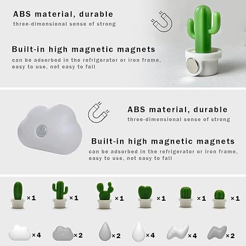 Miniatura 2 de Imanes magnéticos para refrigerador de plantas, bonitos adhesivos decorativos para el hogar, oficina, cocina, casa (19 unidades)