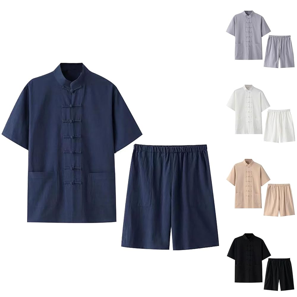 Amazon.com: Men's 2 Pieces Shirt Set, Short Sleeve Button