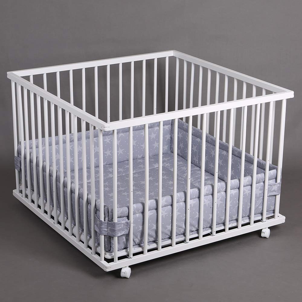 Laufgitter Laufstall Babylaufstall 100x100cm Baby Krabbelgitter inkl. Stoffeinlage 49266-02