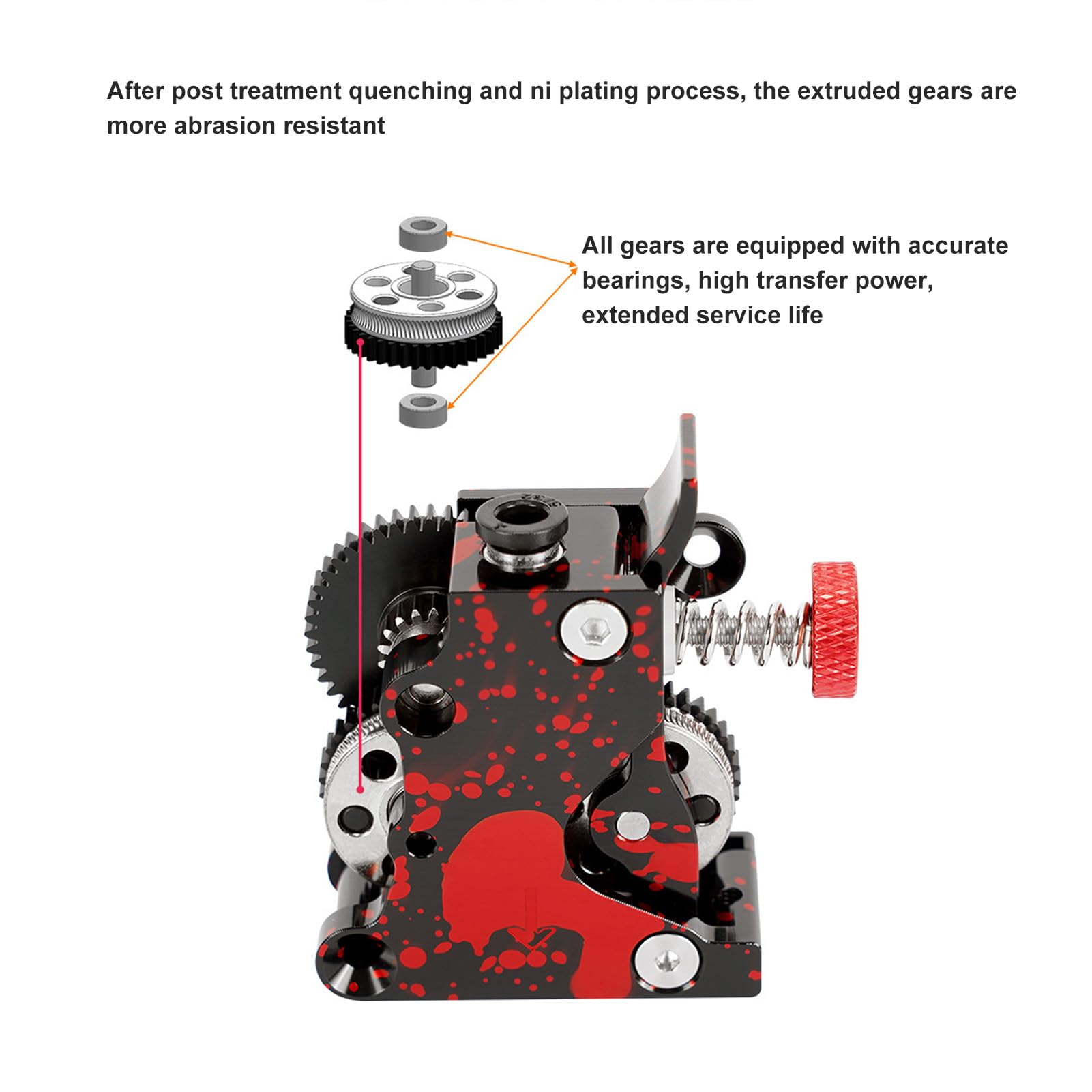 Extrusor de doble engranaje, engranaje reductor de acero endurecido totalmente metálico, extrusor para impresoras 3D para filamentos de PLA, ABS, PETG, TPU, PP, PC, nailon, PEEK, P