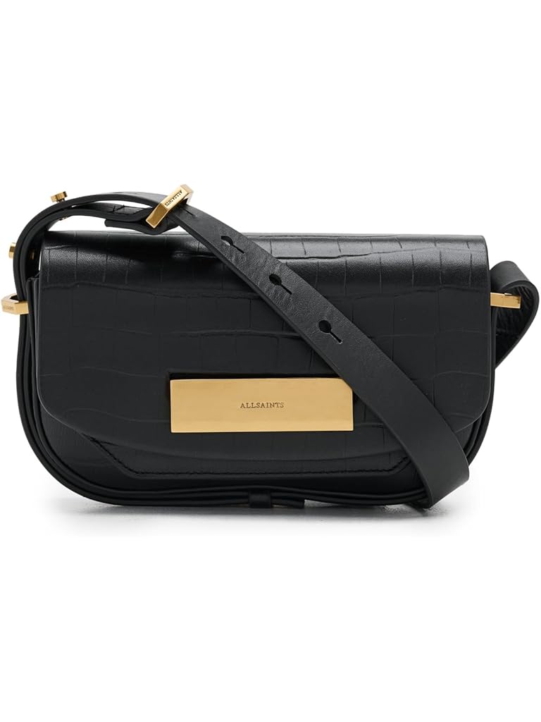 Black AllSaints Etta Croc Xbody