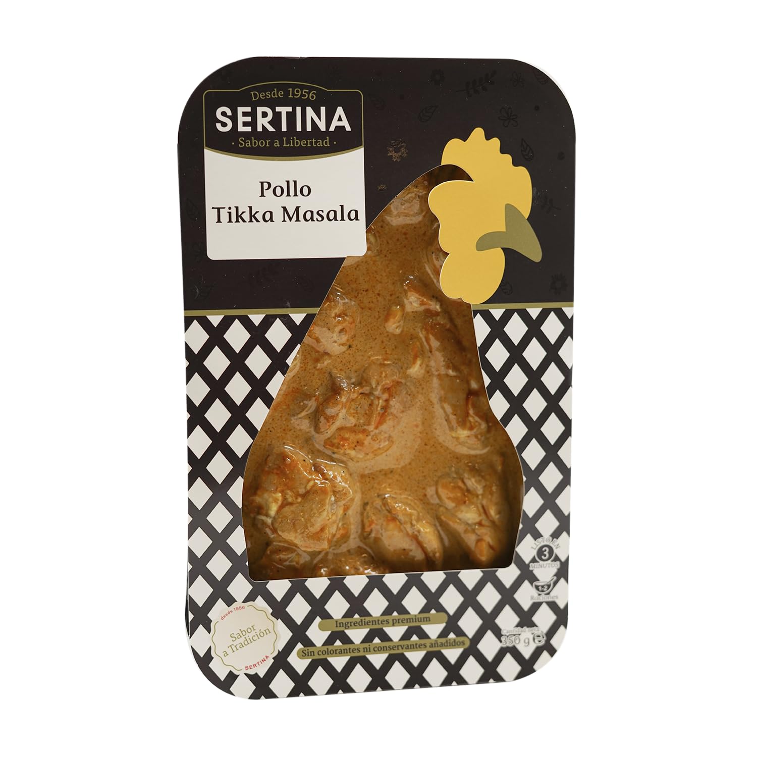 Sertina Pollo Tikka Masala - Paquete de 6 x 350 g - Comida gourmet lista para comer - Receta india auténtica con muslos de pollo deshuesados, sabor casero, sin conservantes