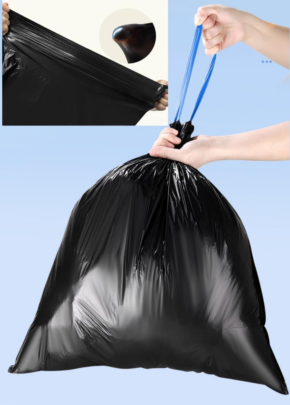 15-18 Gallon Trash Bags Drawstring,1.2 Mil,Ultra Large Trash Can Liners, Heavy Duty Strong, for Home Kitchen Office Lawn Commercial.(120 Count)