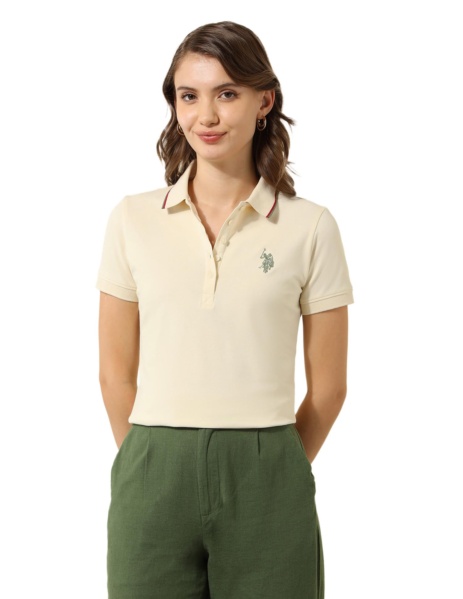 Women's Solid Regular Fit Polo Shirt