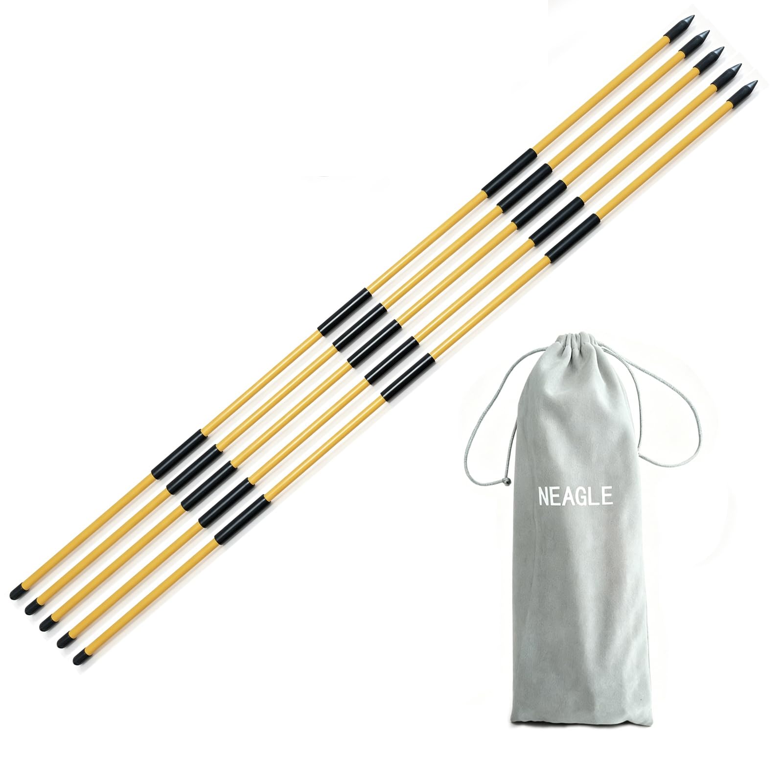 NEAGLE 5-Pack Collapsible Golf Alignment Sticks with Storage Bag Trainer