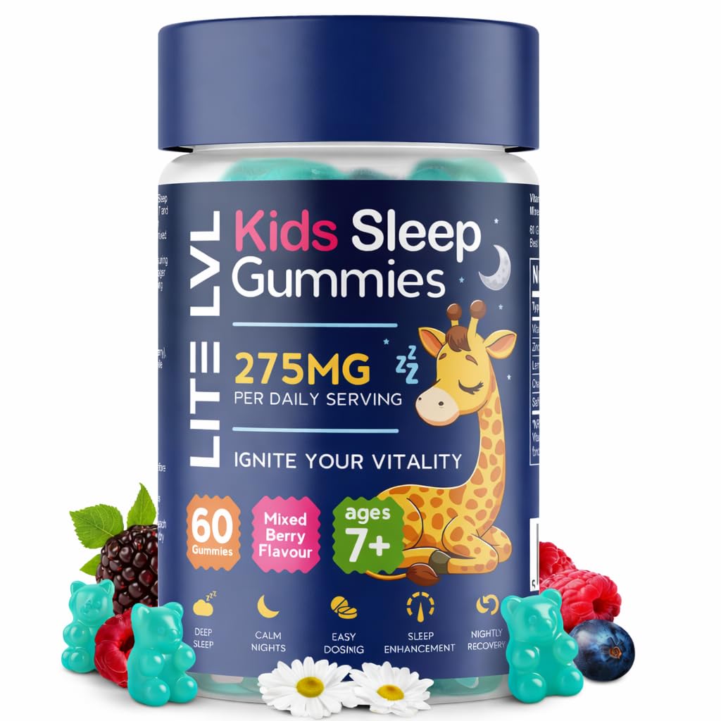 LITE LVL Natural Sleep Support Gummies for Kids - Formula for Restful Nights, Children's Sleep Gummies Promoting Natural Melatonin Production, Promotes Healthy Sleep Patterns, 60 Count