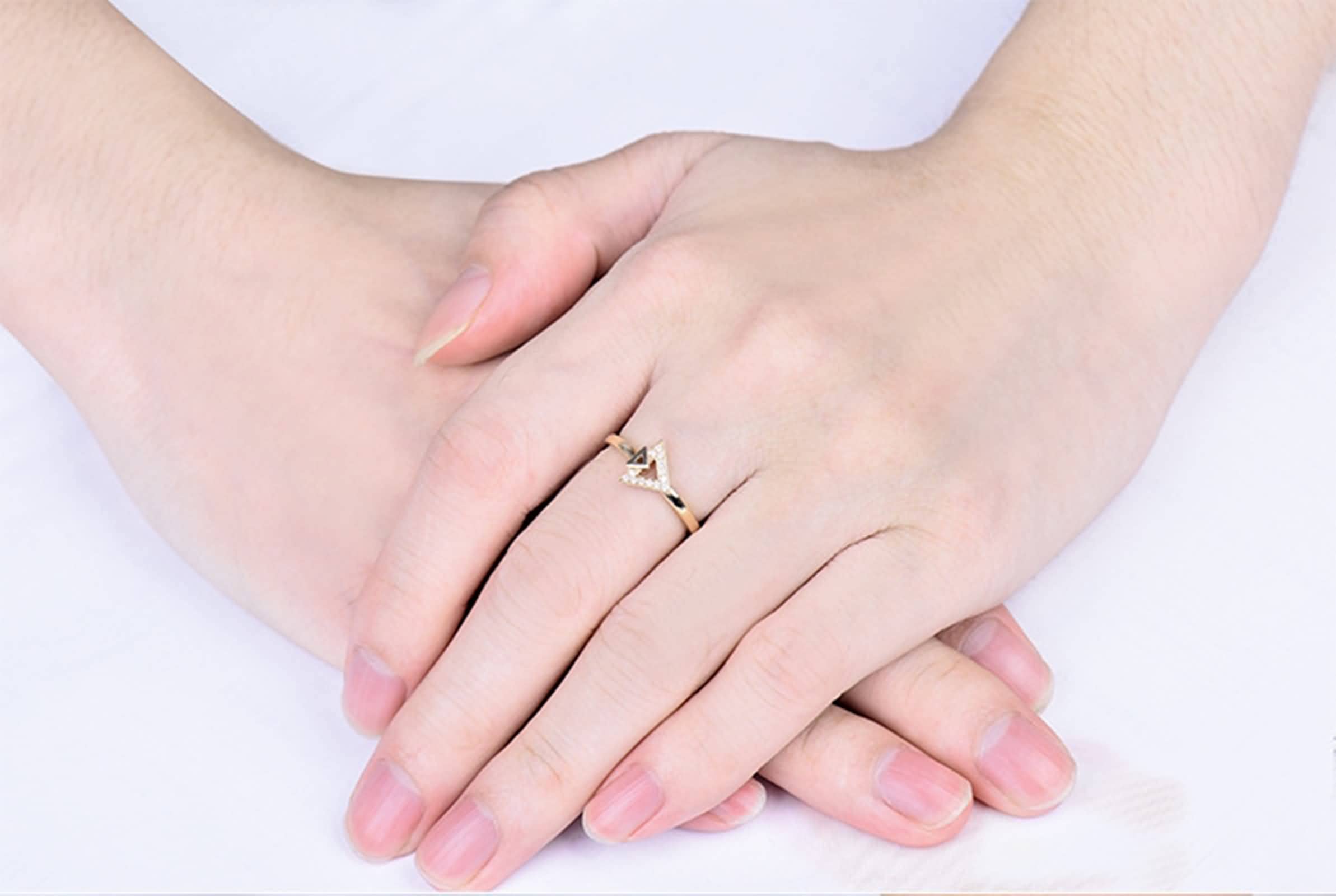 Bague Ado Fille Alliance Couple Bague Or Rose 750 Cadeau Amoureux Bague Triangle