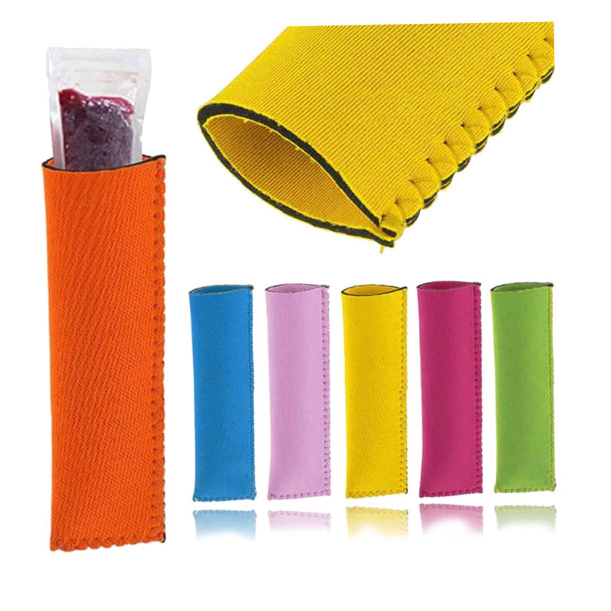 Luxshiny 10pcs Mixed Neoprene Popsicle Reusable Freezer Insulator Fabric Anti Party Bag Anti-freezing Barbeque Tubes Sleeves for Drink Bags Freezing Backyard Colors Adults Holders