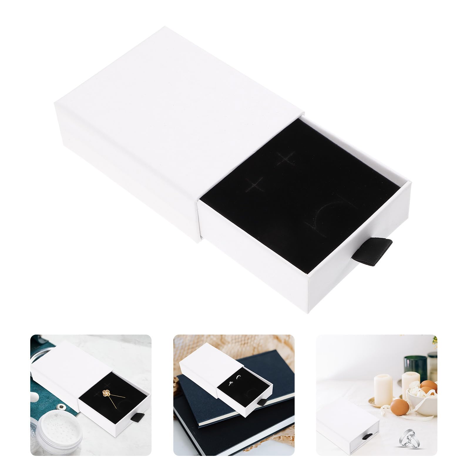 VALICLUD 20 Stück-pack Weiß Schmuckkästchen mit Schublade aus Papier Einfache und Großzügige Schmuckverpackungsbox für Ohrringe Ringe und Halsketten als Geschenk