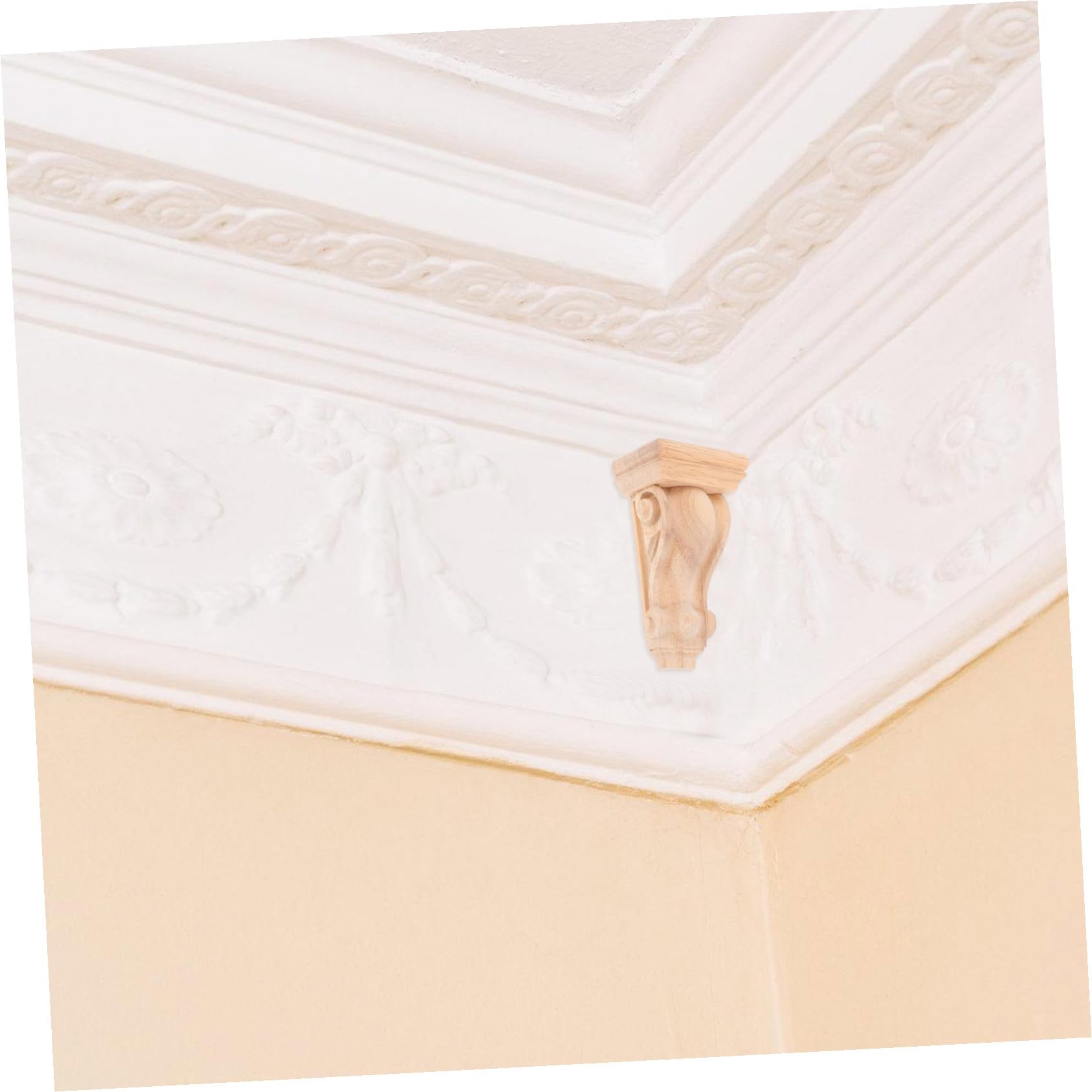 Wandkonsole Holz aus Geschnitztem Holz Dekorative Römische Säule im Eleganten Europäischen Stil Einfache Montage und Vintage Wandverkleidung für Zuhause