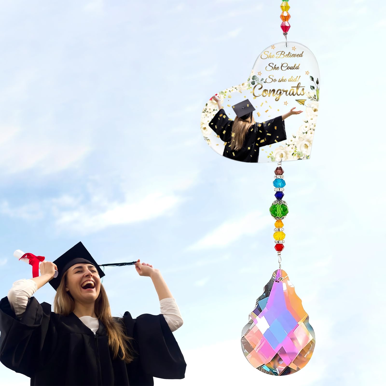 Baeido Style A Graduation Sun Catcher Gifts, Grad Suncatcher Stone Spiritual Gift, Rainbow Maker Hang For Window Home Decor Car Charms Graduation Gifts For Her