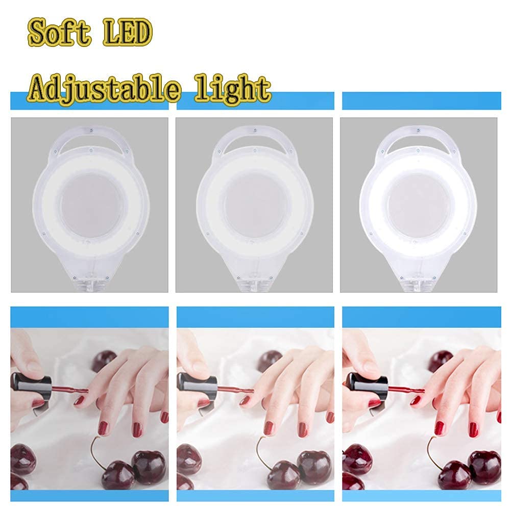 Lupa, Lupa 8X Lámpara de Lupa de pie, luz de Ajuste, Ruedas Ajustables con luz de Aumento, Bandeja de Almacenamiento, para Cuidado de la Piel, Belleza, manicura de uñas, salón de Tatuajes y Uso domés