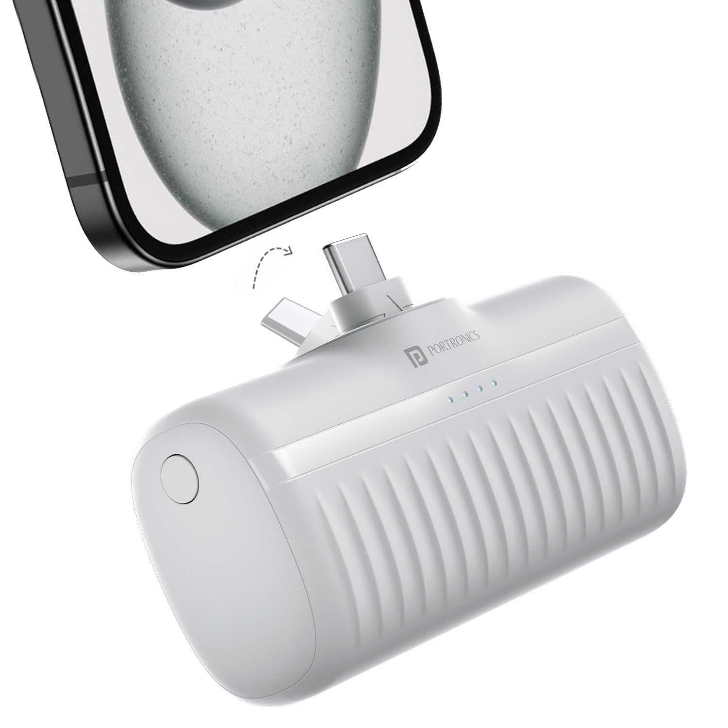 Portronics Power Pebble 5000mAh 20W Fast Charging Nano Powerbank, in-Built Foldable Type C Input/Output Pin, Type C PD Output, LED Battery Indicator, Compatible with Type C Smartphone,iPhone(White)-image-26
