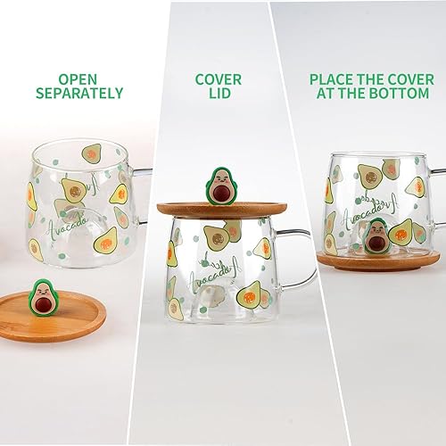 Miniatura 2 de Caja ciega al azar, taza de café de vidrio borosilicato con tapa de bambú de silicona 3D, lindo modelo de dibujos animados, taza transparente,