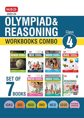 MTG Olympiad Workbook and Reasoning Book Class 4 Combo for NSO-IMO-IEO-NCO-IGKO-ISSO (Set of 7 Books) - SOF Olympiad Preparation Books For 2023-2024 Exam