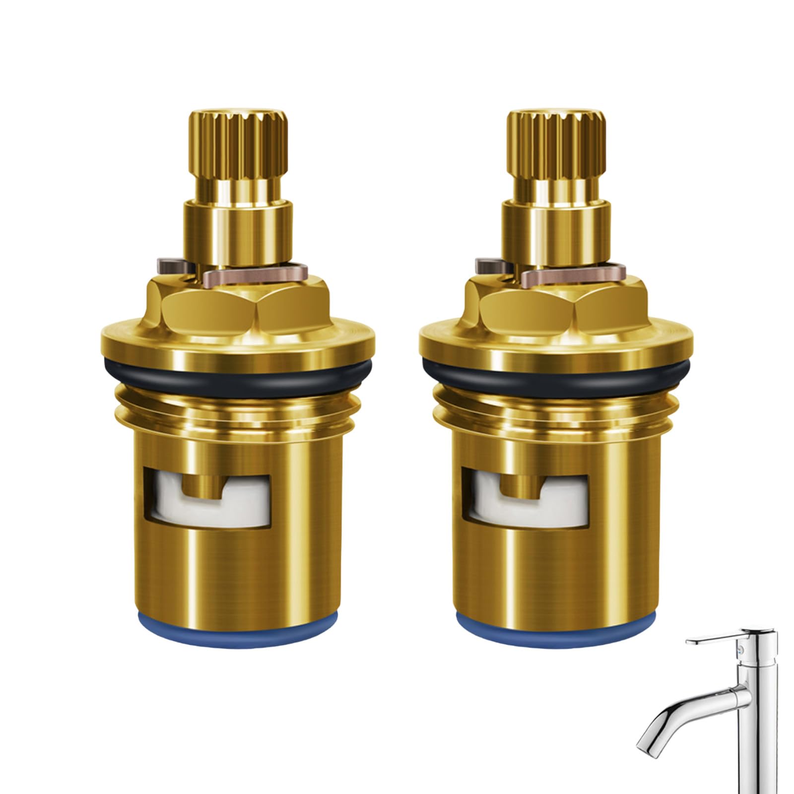ApexPine 2 Pcs 1/2 Inch 20 Teeth Brass Ceramic Tap Cartridges