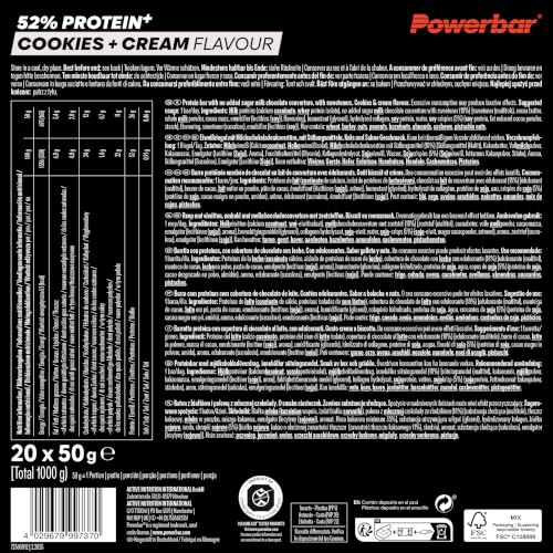 Powerbar - 52% Protein Plus - Cookies&Cream - 20x50g - High Protein Low Sugar Riegel – Ansicht 5