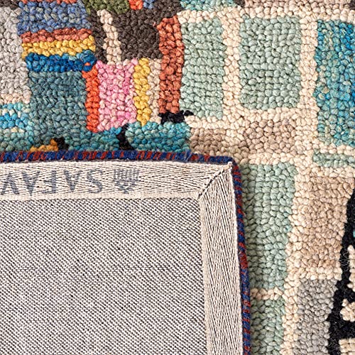Tapete Boho cuadrado 91x91 cm de lana hecho a mano miniatura 6