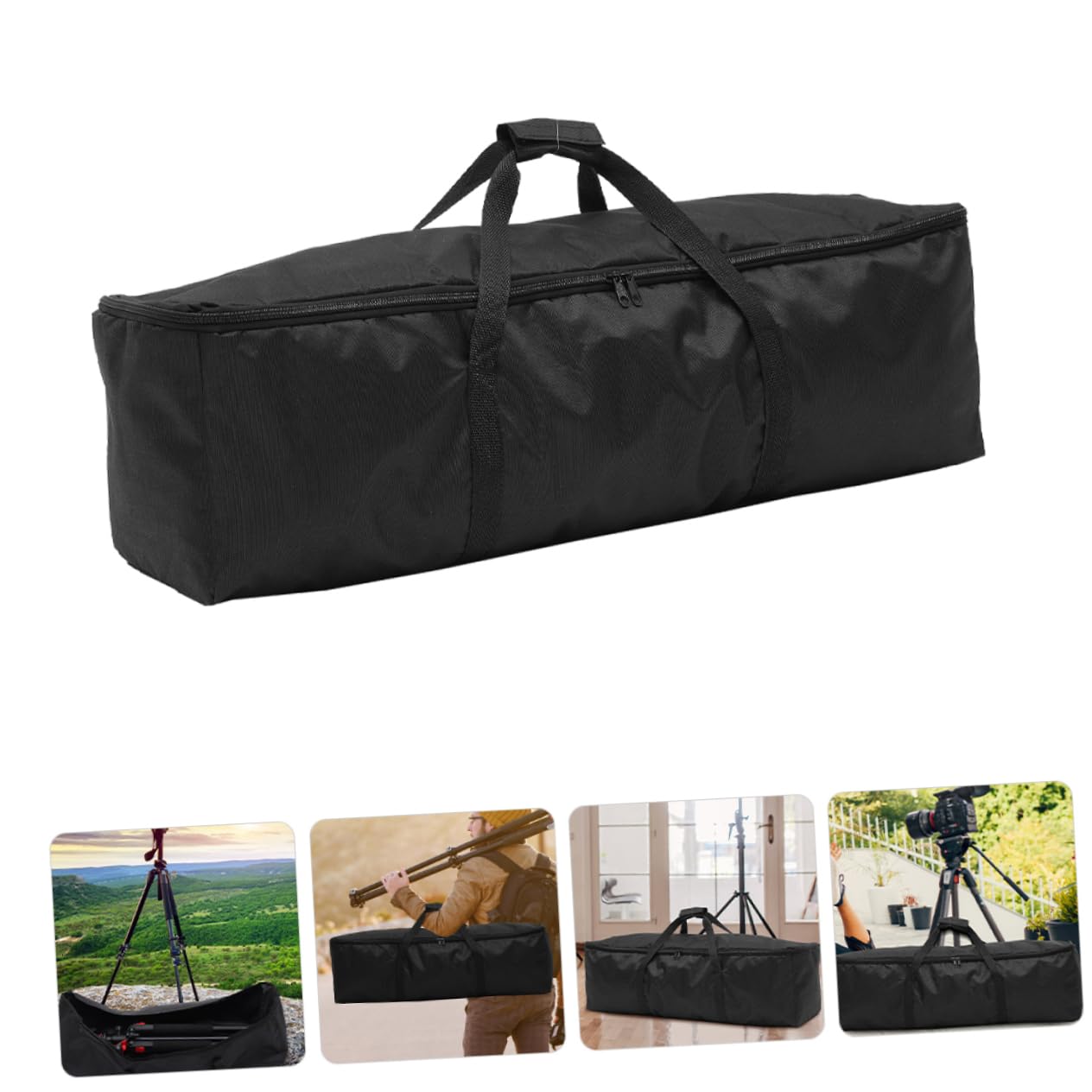 Borsa per Treppiede 2 Pezzi Oxford Nera Doppia Cerniera | Richiudibile e Portatile, Capienza Ampia, per Viaggio, Formato Pieghevole, Impugnatura Manuale