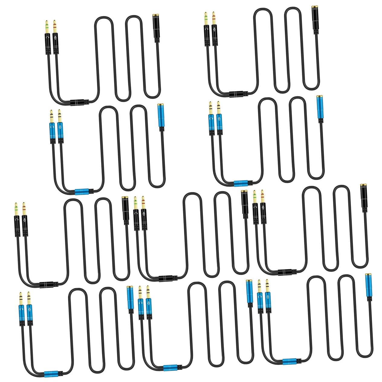 DOITOOL 10 Pezzi Cavo di trasferimento virgola due audio e cavo sdoppiatore microfono del computer adattatore jack cuffie adattatore cuffie jack accessorio informatico accessorio audio