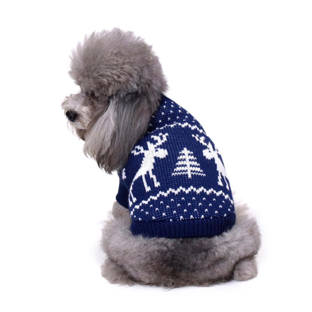 minkissy 3stücke Weihnachtlicher Hundepullover Für Kleine Hunde Dehnbarer Winterpullover Mit Schneeflocken Und Rentierdesign Für Festliche Anlässe Blau