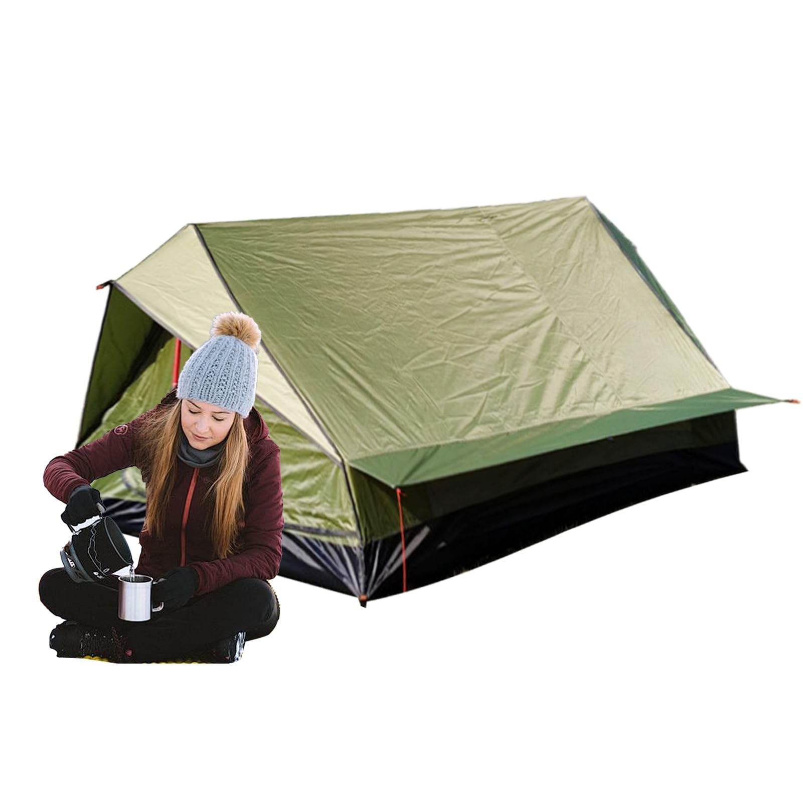 Namiot na plecak, bezRodless Hiking Shelter Cover, namiot kempingowy dla 2 osób, z odporną na warunki atmosferyczne materiałem, oddychający nylonowy namiot kempingowy, namiot outdoorowy o kompaktowym