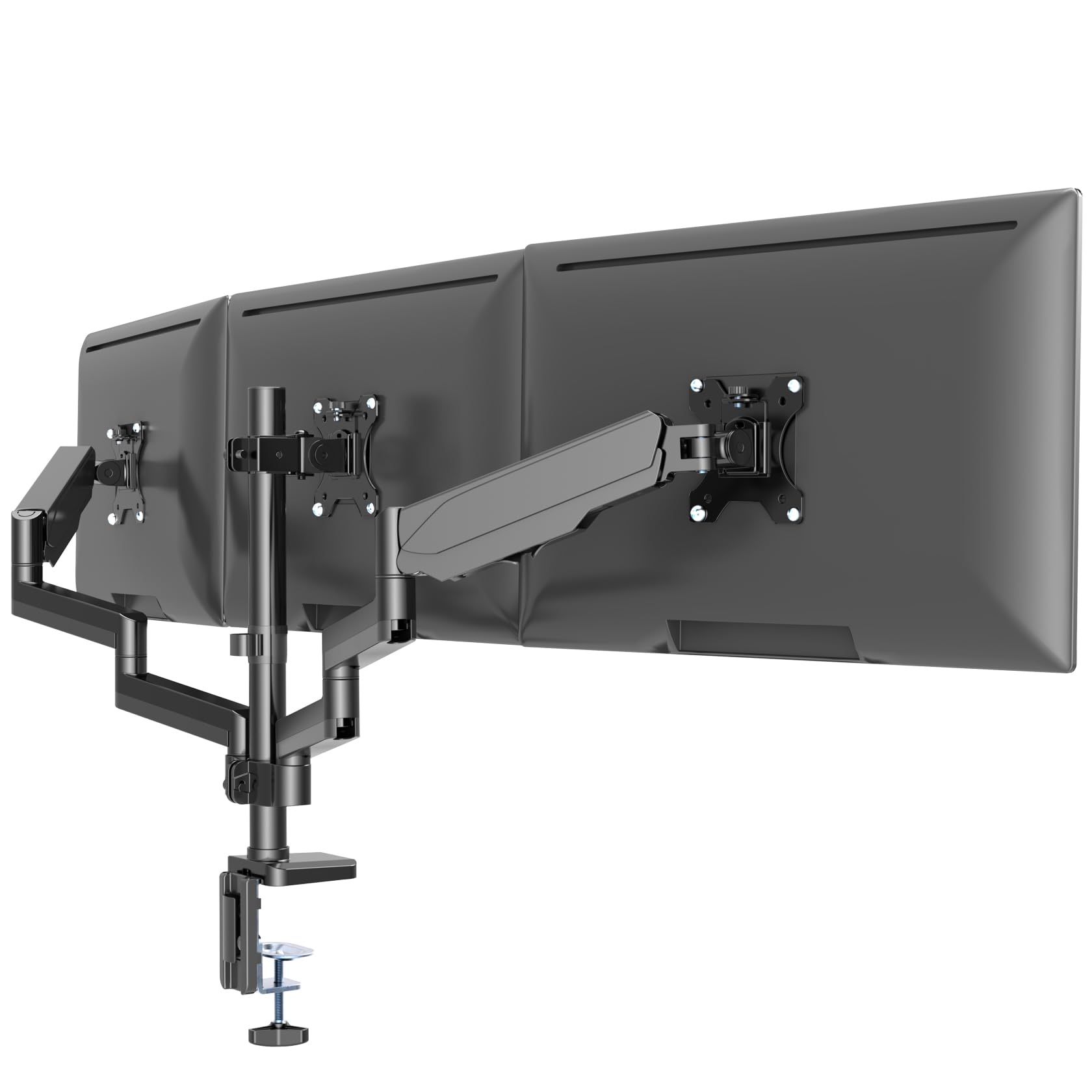 UPGRAVITY Gas Spring Triple Monitor Desk Mount for Screens up to 27 inch