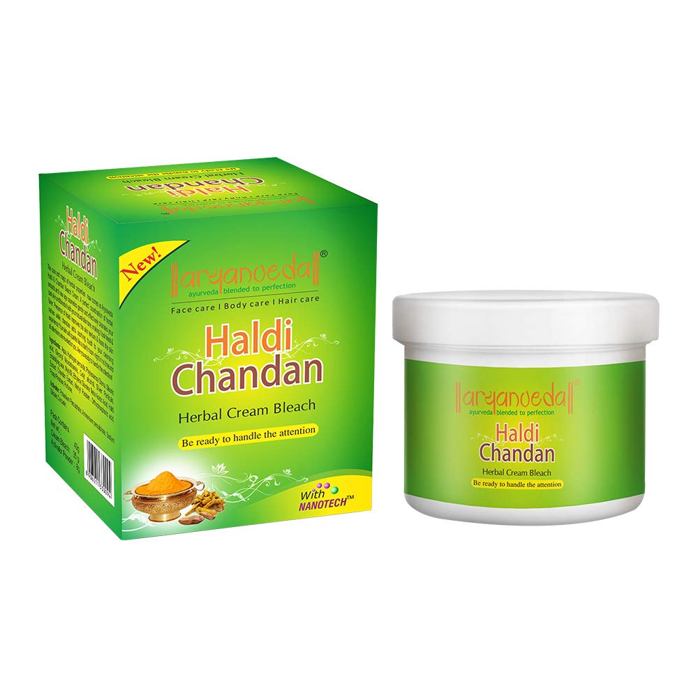 Aryanveda Haldi Chandan Herbal Bleach Cream | Turmeric & Sandalwood for Glowing Skin, Brightening, Anti-Acne & Smooth Skin | Women & Men | 43g Each (Pack of 10)