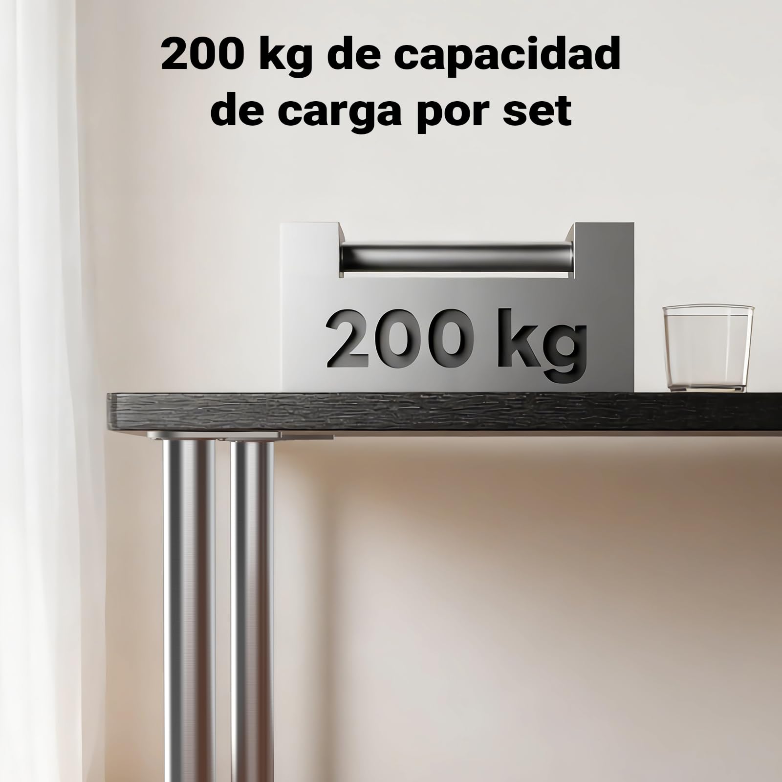 WilTec Juego 4 Patas Pies Acero Inoxidable Níquel Mesa Mueble Adjustable Regulable Altura Ø60mm 1100mm