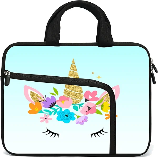 HAPLIVES 11.6" 12.2 inches Laptop Sleeve Chromebook Case Ultrabook Case Notebook Sleeve PC Messenger Bag Tablet Case Neoprene Handle Sleeve for Men Women, Two Pockets (Cute Unicorn)