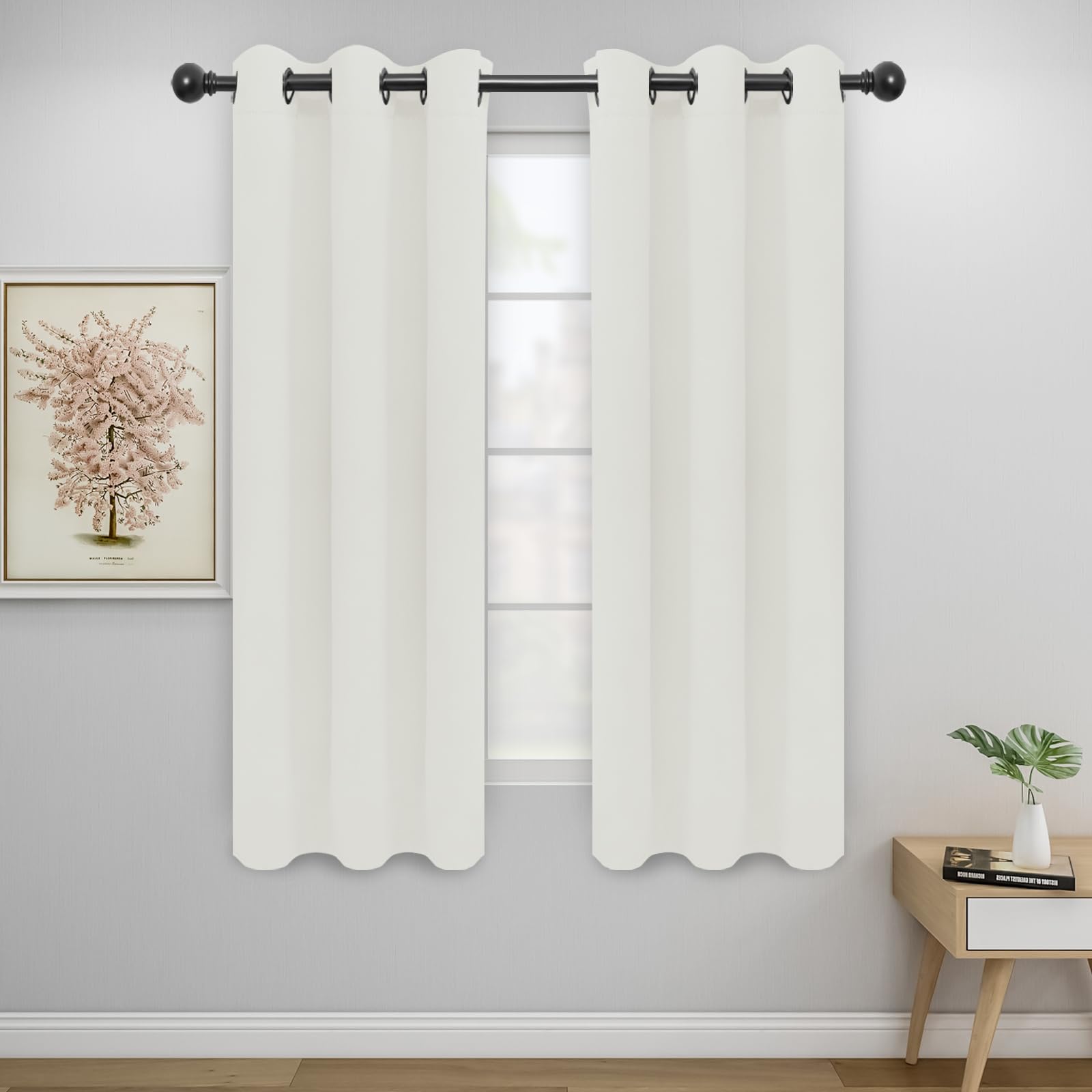 Easy-Going Blackout Curtains for Bedroom, Solid Thermal Insulated Grommet and Noise Reduction Window Drapes, Room Darkening Curtains for Living Room, 2 Panels (34x63 in, Ivory) — image 1
