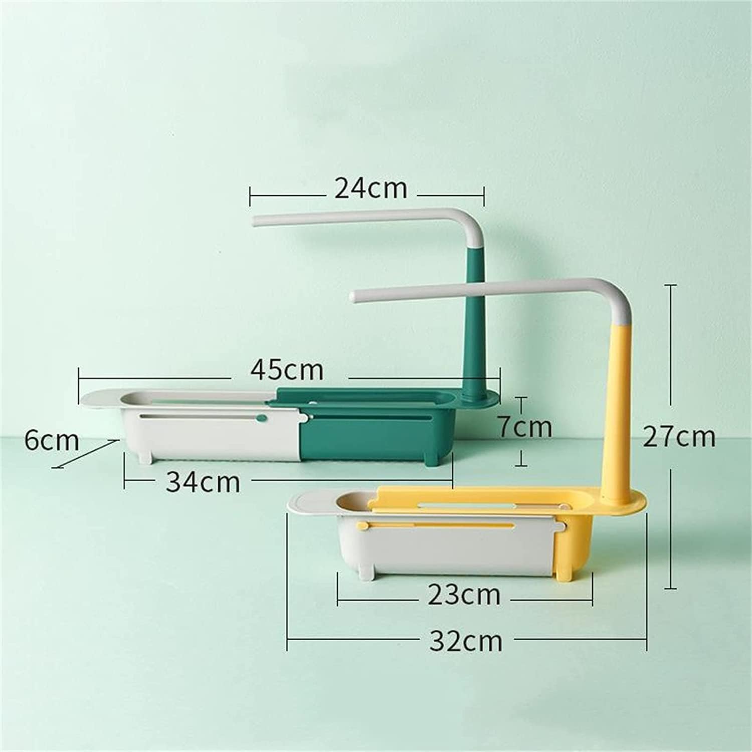 Telescopic Sink Storage Rack, 2025 New Upgrade Adjustable Sink Storage Organizer, Adjustable Drainer Tray Sponge Soap Holder, Multipurpose Kitchen Sink Accessories (blue)