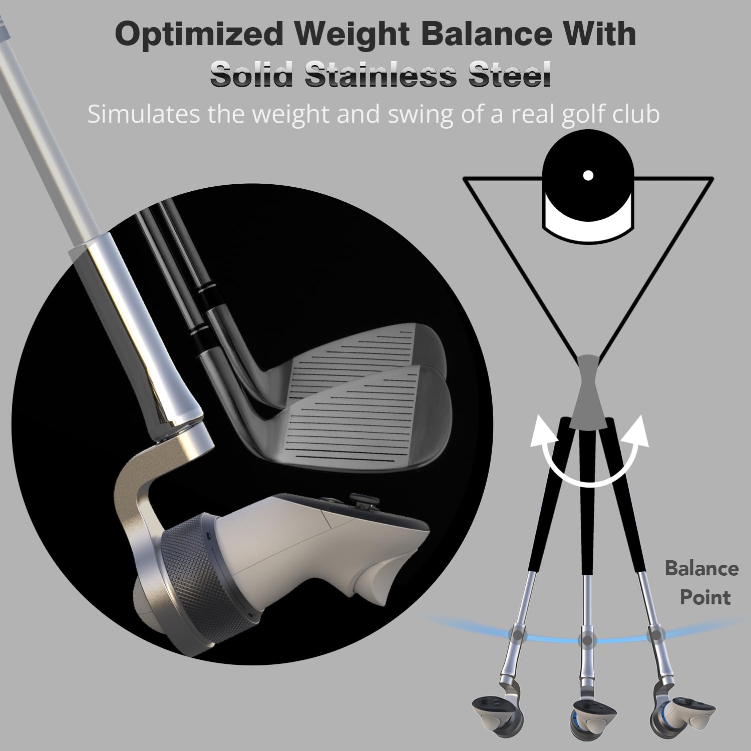 YEZRO Y14 Obciążona nasadka kija golfowego do Meta Quest 3/Quest 3S, 52.1 cm VR akcesoria do kija golfowego + – aluminiowa jednoczęściowa konstrukcja, prawdziwy uchwyt, bez śrub, do prawego kontrolera