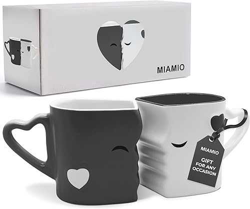 Miniatura 7 de MIAMIO - Juego de tazas de cafétazas de besos de cerámica con caja de regalo (rosa)