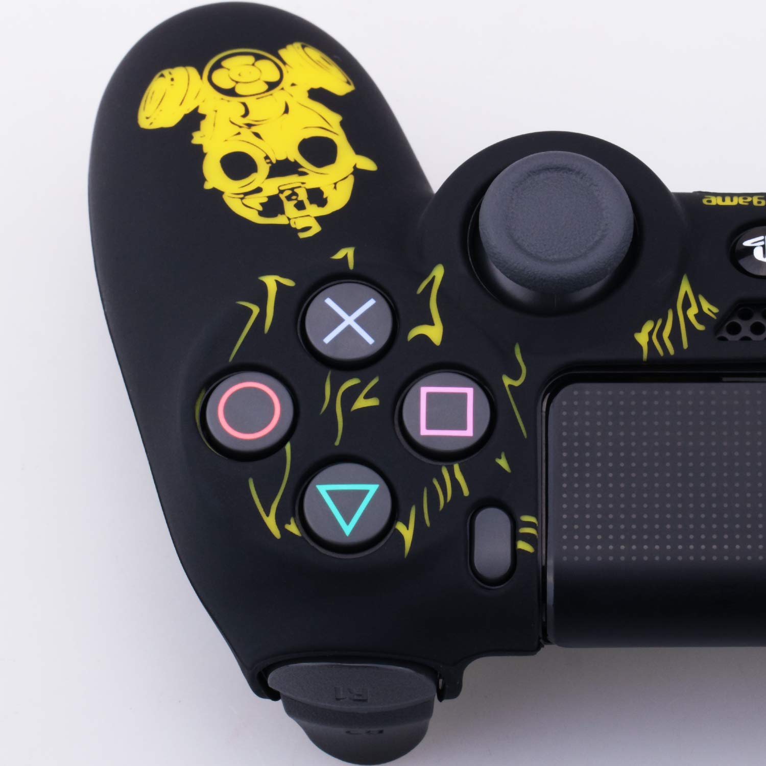 YoRHa Laserowe grawerowanie silikonowe etui Skin Case (promieniowanie) do PS4/Slim/Pro Dualshock 4 kontrolery x 1 z nakładkami x 10