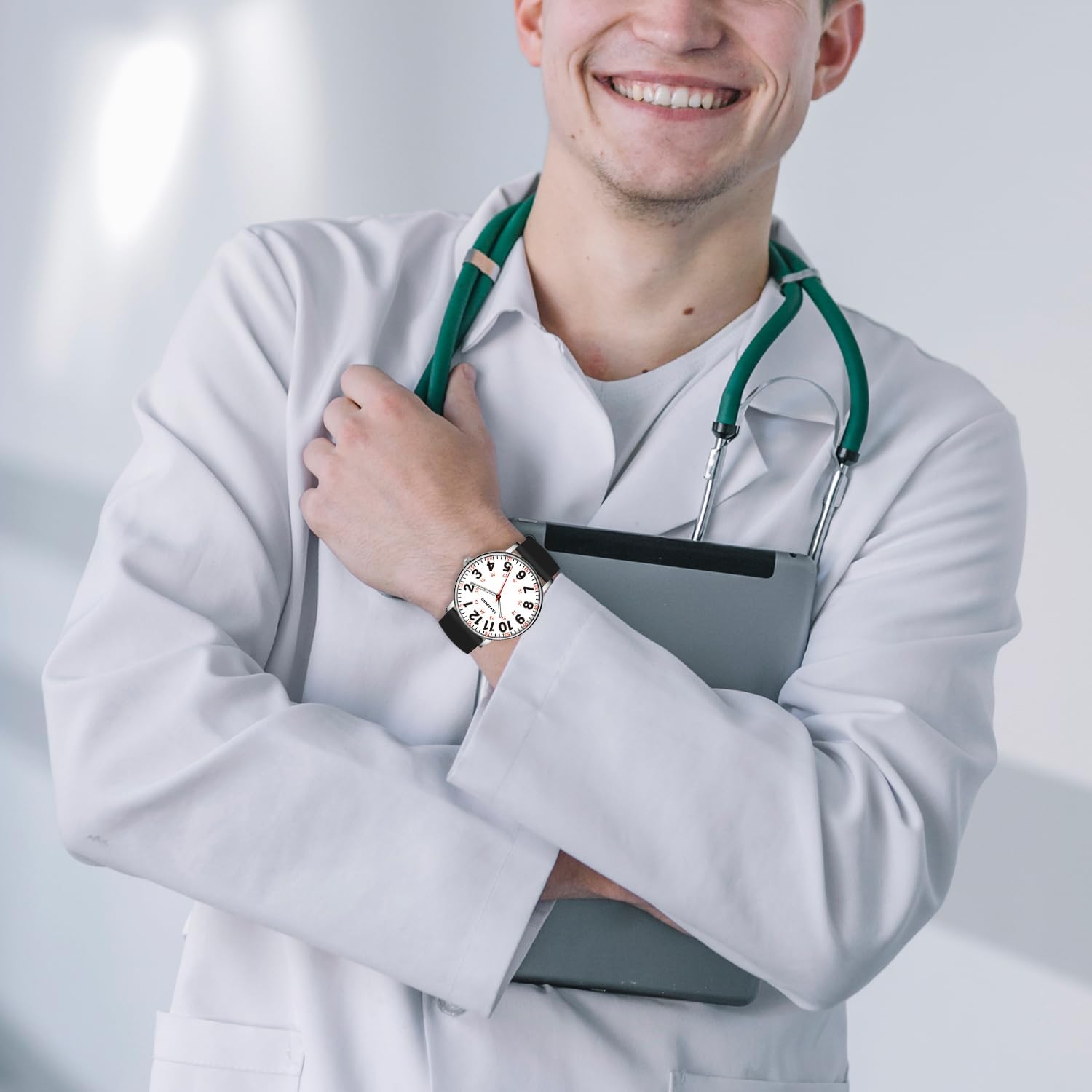 Nurse Watch for Nurses Doctors Women Men,Waterproof Analog Watches with Luminous Dial and Japanese Quartz Movement,Easy to Read Military Time Watch with Second Hand, 12/24 Hours,Silicone Band - Image 8