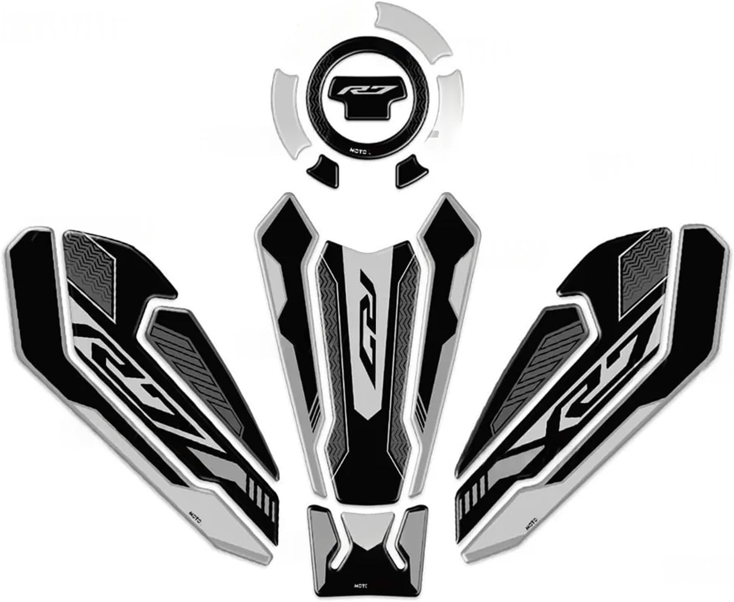 Motorcycle Tank Sticker 3D Resin Sticker Motorcycle Accessories Side Fuel Tank Pad Protection Decal for R7 YZF-R7 2021-2024.