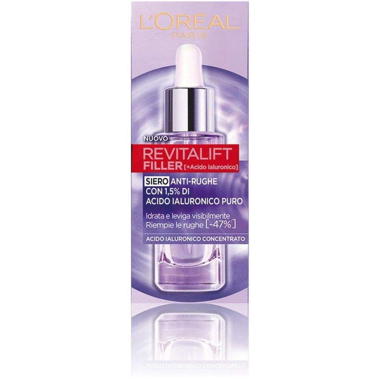 L'Oréal Paris Siero Viso Revitalift Filler, Azione Rimpolpante e Anti-​Rughe, Altamente Concentrato con Acido Ialuronico al 1.5%, 30 ml
