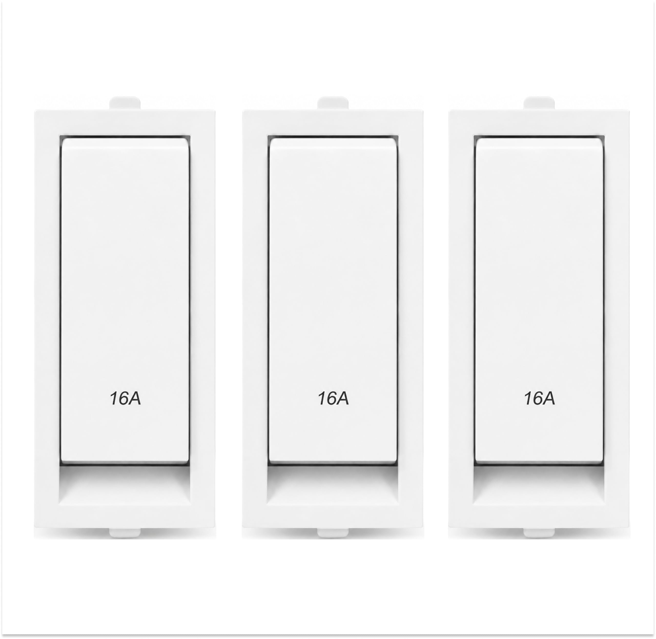 16A Modular Switch 1 Way, Heavy Duty Electrical Rocker Switch for Home, Office & Commercial Use, Flame Retardant, Modular Wall Switch, White (Pack of 2) | 16A Rating, Pack of 3-image-45