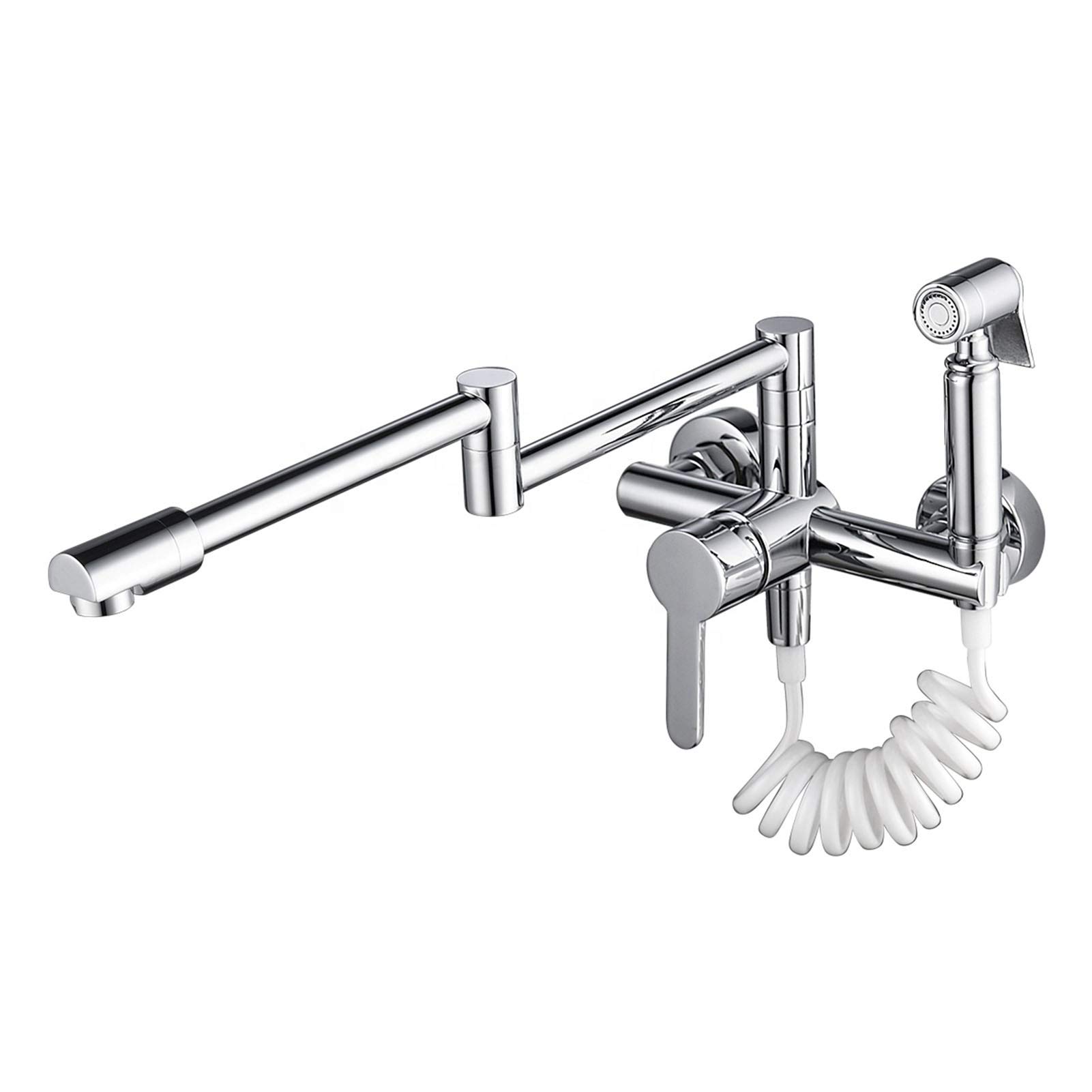 Mitigeur de cuisine chaud et froid mural avec entraxe 6 pouces et bec orientable