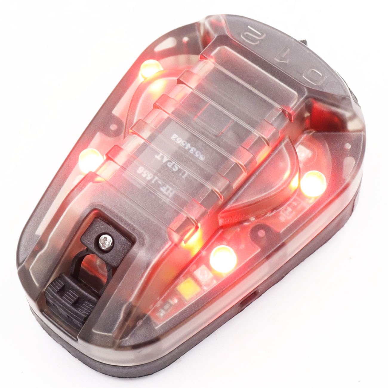Lampe stroboscopique tactique infrarouge pour casque avec LED visible + signal lumineux blanc stroboscopique de survie (noir-rouge)