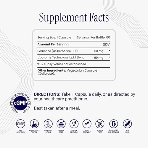 Miniatura 3 de Rho Nutrition Cápsulas de berberina liposomal, suplemento de ultra alta absorción, apoya la función inmunológica, la salud intestinal y la salud